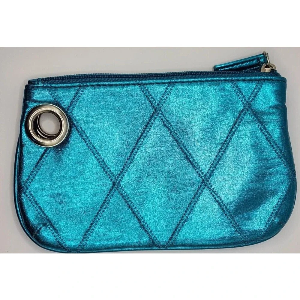 Metallic Blue Zipper Clutch